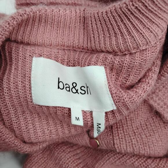 Ba&sh Hoa Ruffle Collar Blush Pink Sweater Wool Mohair Blend 1E22HOA Size Medium - Picture 5 of 6